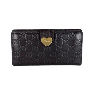 Gucci Black Wallet with Gold Heart Detail